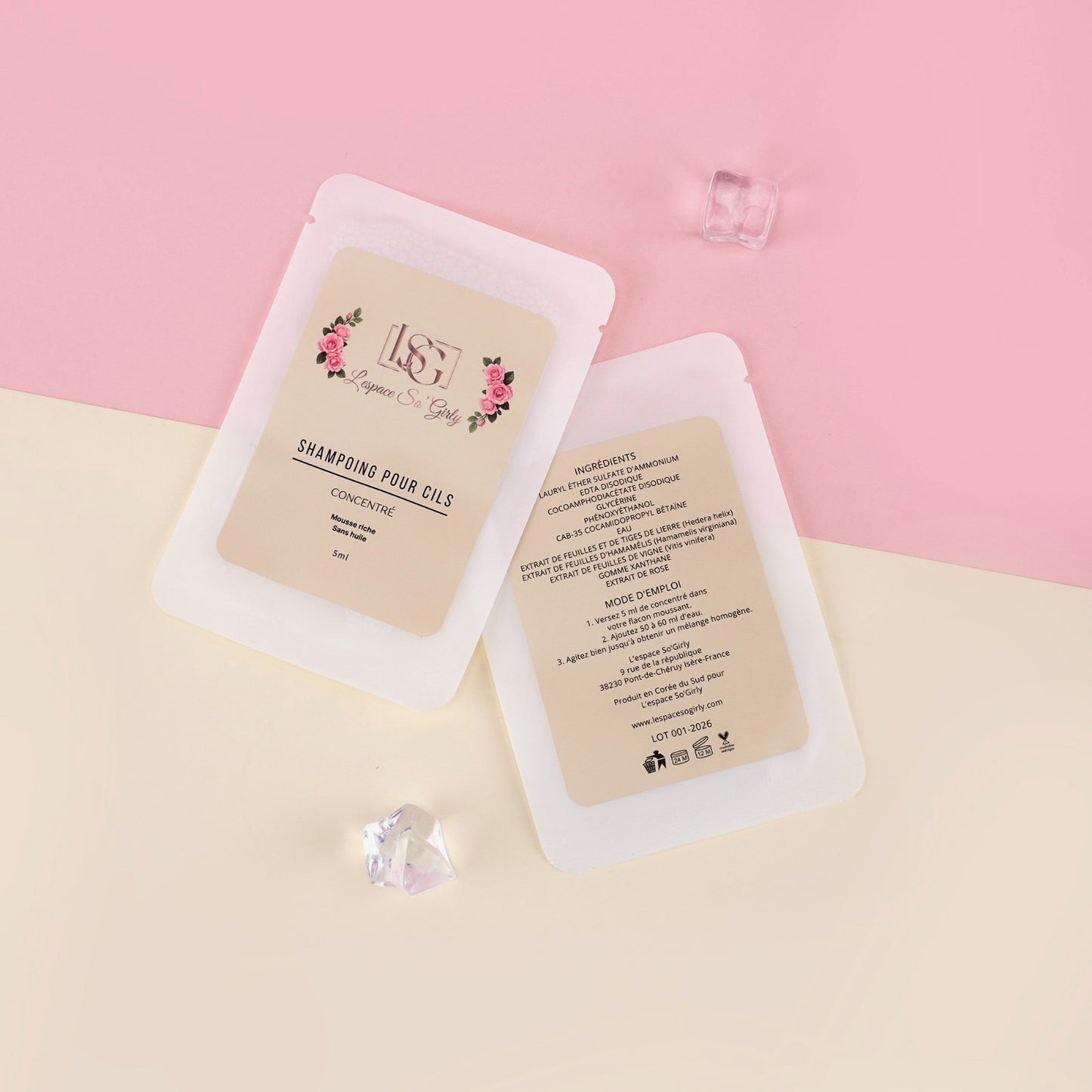 Shampoing pour cils avec sachet monodose
