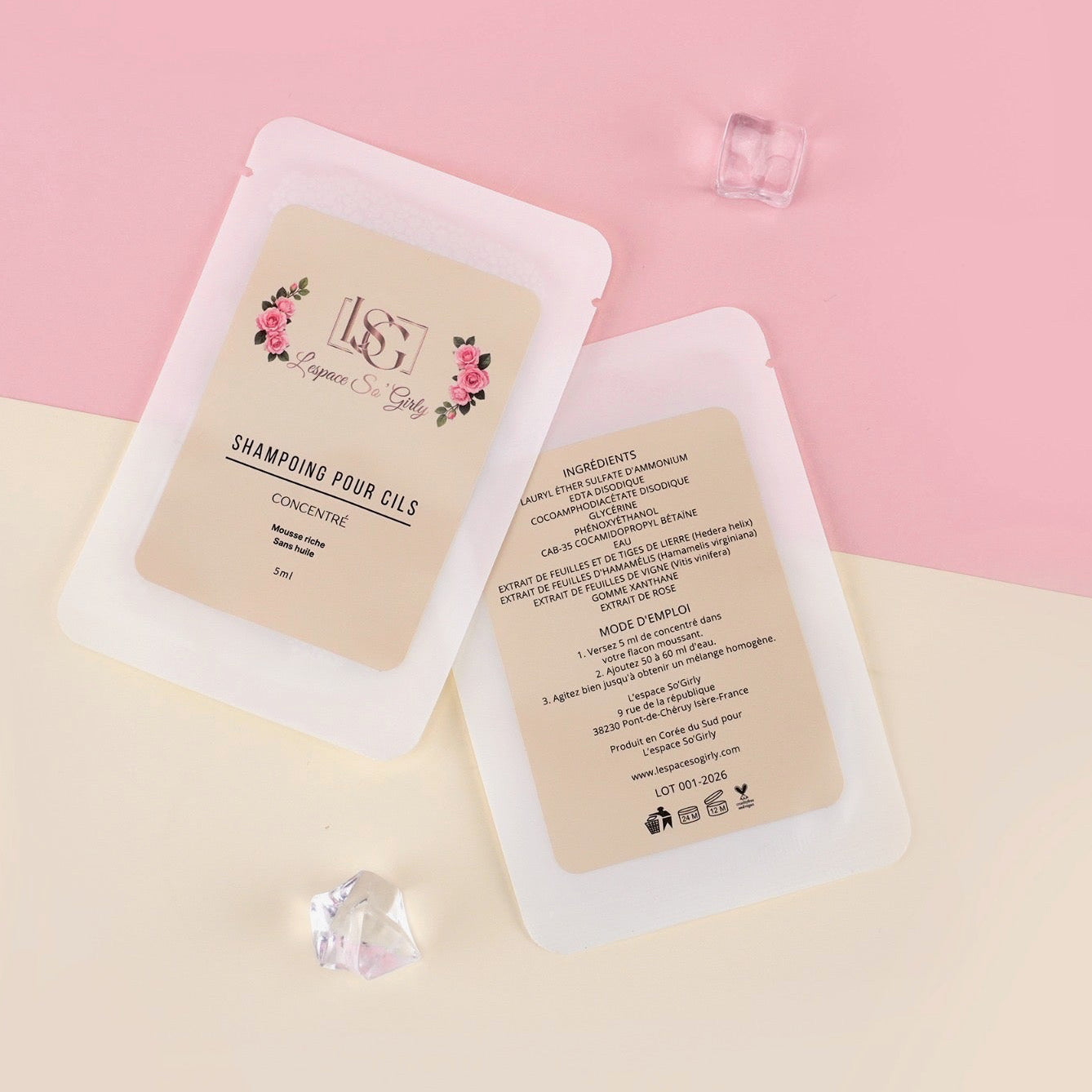 Shampoing pour cils avec sachet monodose