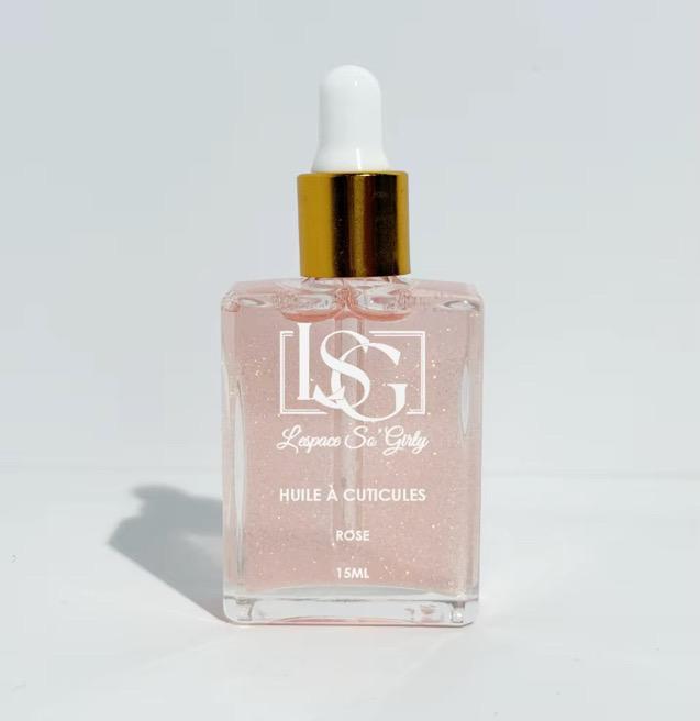 Huile à cuticules rose scintillante - parfum rose - 15ml